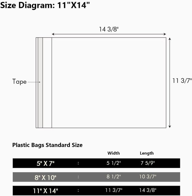 Somime 100 Pack 11 3/7 x 14 3/8 Inches Crystal Photo Sleeves Storage Bags for 11x14 Photo Mat, Art Sleeves for Prints - Image 2